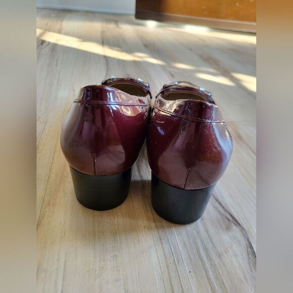 Michael Kors Lainey Merlot Patent Leather Block Heel Loafers Moccasin Size 6M - Picture 11 of 11